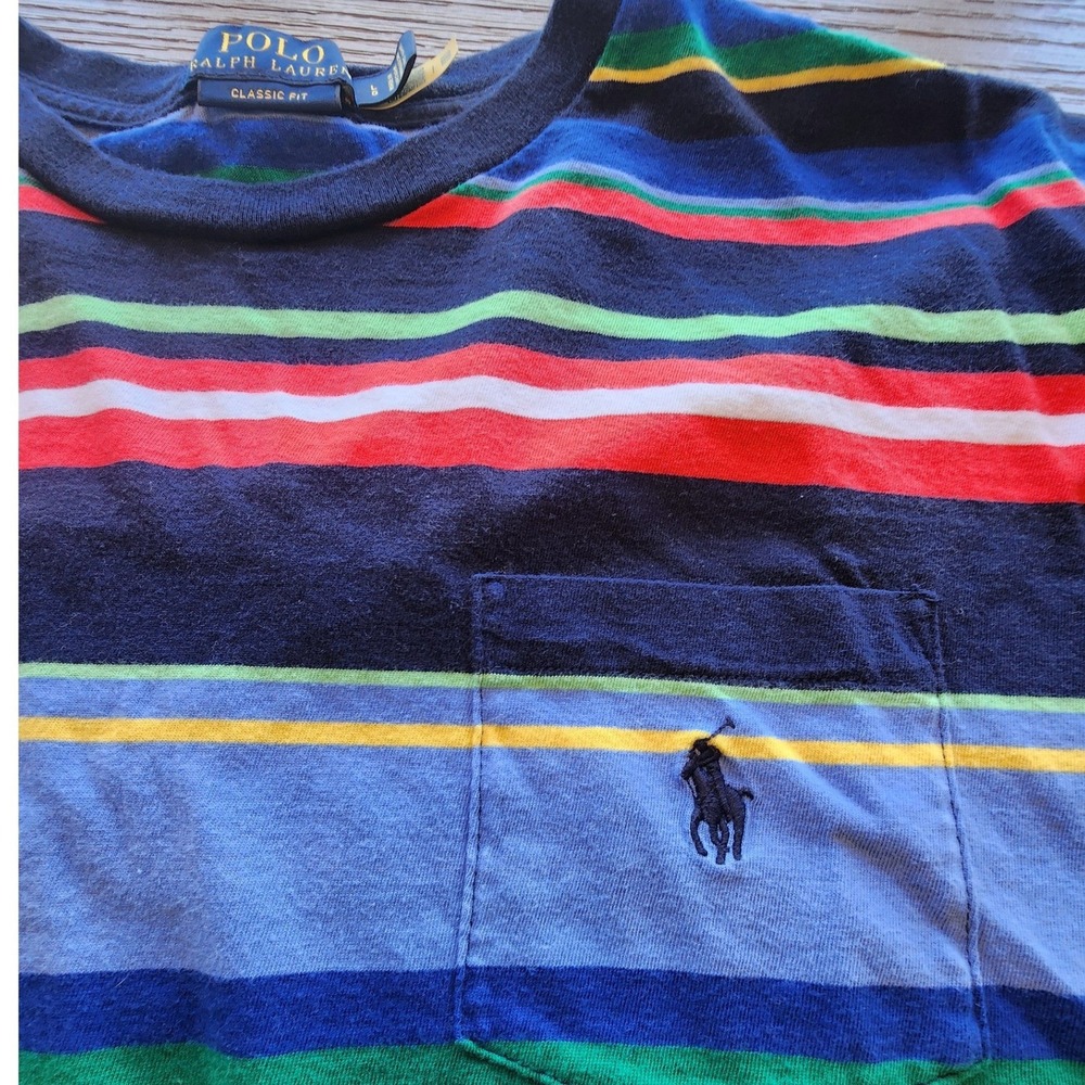 Polo Ralph Lauren Classic Fit Striped Pocket T-Shirt. Colorblock streetwear Y2K